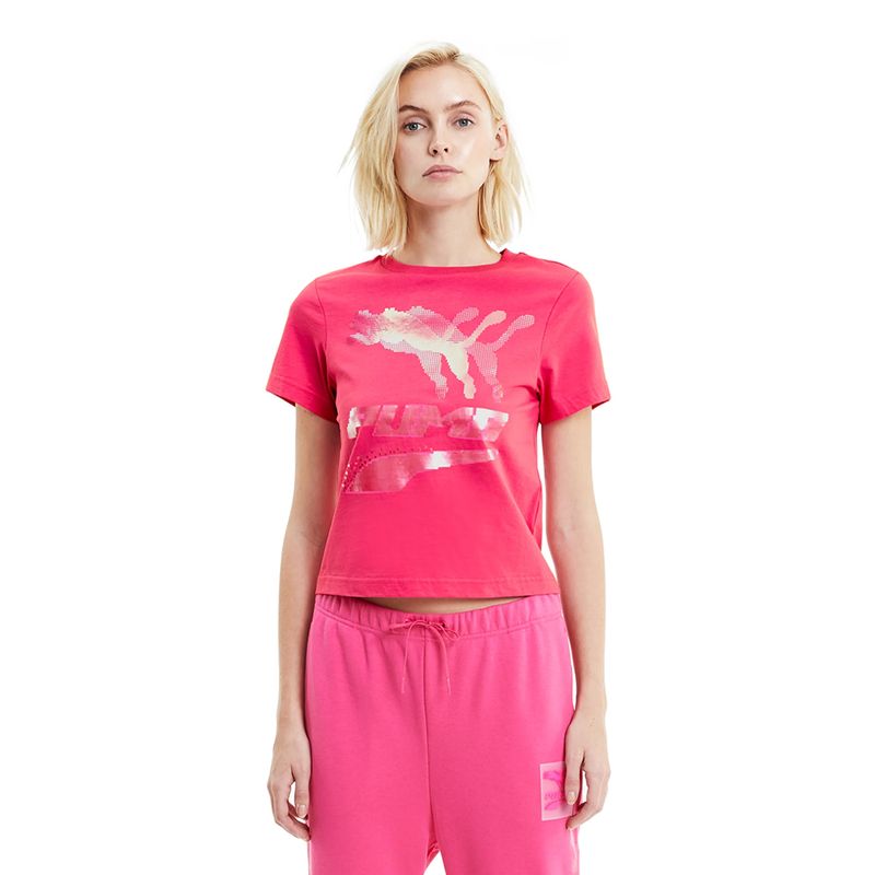 Camiseta-Puma-Evide-Feminina-Rosa