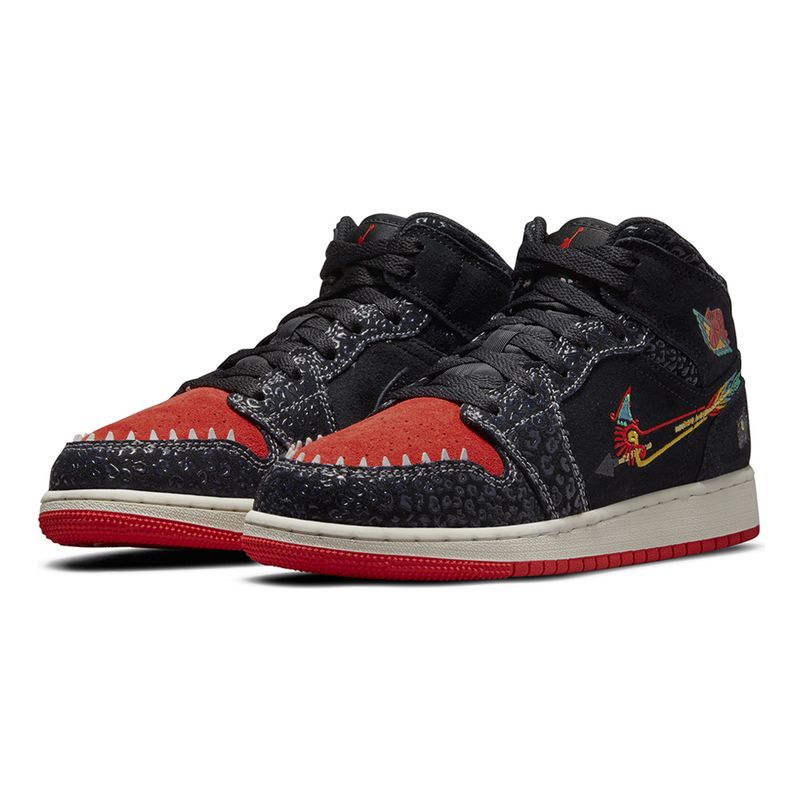 Tenis-Air-Jordan-1-Mid-SE-GS-Infantil-Preto-5