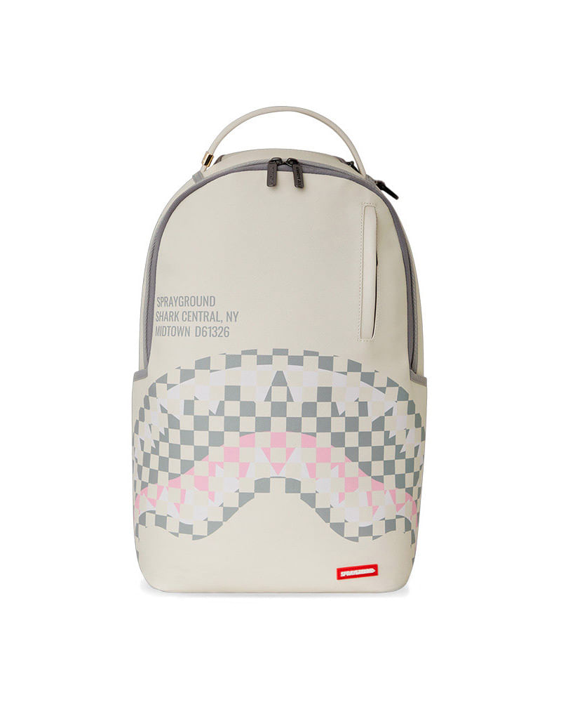 Mochila-Sprayground-Cream-Check-Shark-Central-Dlxsv-Unissex